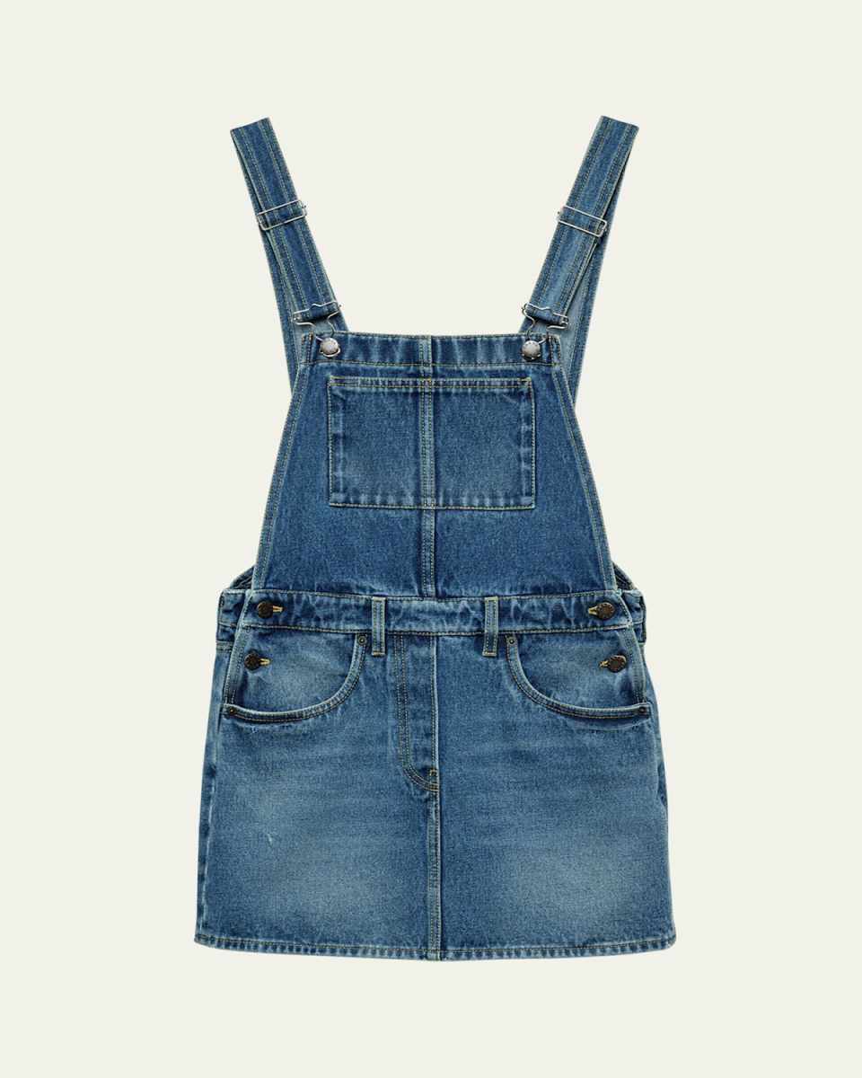 Used Denim Mini Overall Dress